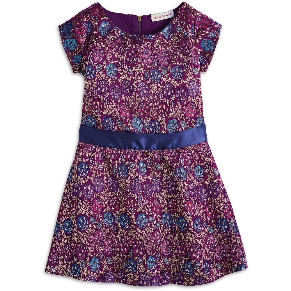 American Girl Truly Me Purple Jacquard Sparkle Fancy Holiday Dress, 7, MSRP $68